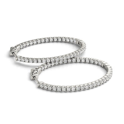 14K White Gold 1.5 Inch 4 Prong Oval Hoop With 0.74 TCW Diamond (SI2, H-I)