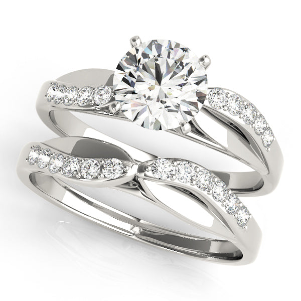 14K White Gold Engagement Rings Bypass With 0.10 TCW Diamond (SI1-SI2, G-H)