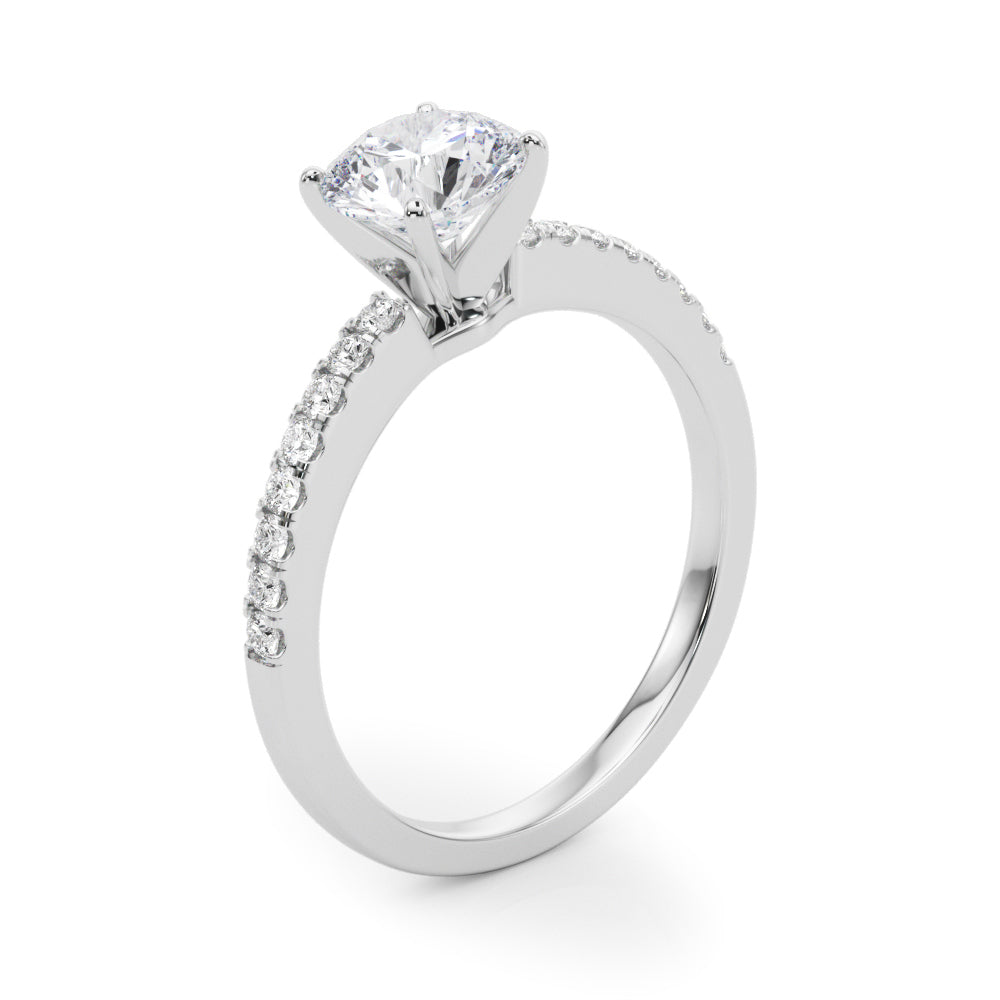 14K White Gold Engagement Rings Single Row Prong Set With 0.12 TCW Diamond (SI1-SI2, G-H)