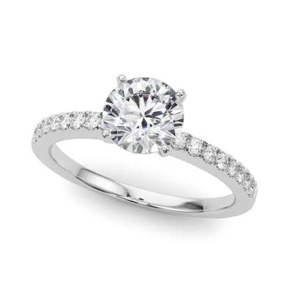 14K White Gold Engagement Rings Single Row Prong Set With 0.12 TCW Diamond (SI1-SI2, G-H)