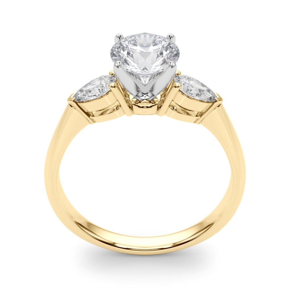 14K Yellow Gold Engagement Rings 3 Stone Pear With 0.40 TCW Diamond (SI1-SI2, G-H)