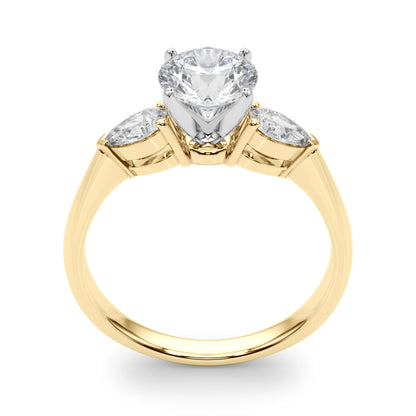 14K Yellow Gold Engagement Rings 3 Stone Pear With 0.40 TCW Diamond (SI1-SI2, G-H)