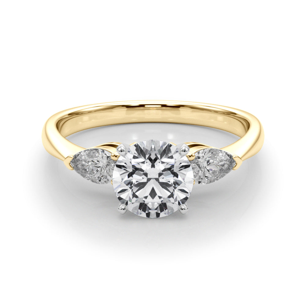 14K Yellow Gold Engagement Rings 3 Stone Pear With 0.40 TCW Diamond (SI1-SI2, G-H)