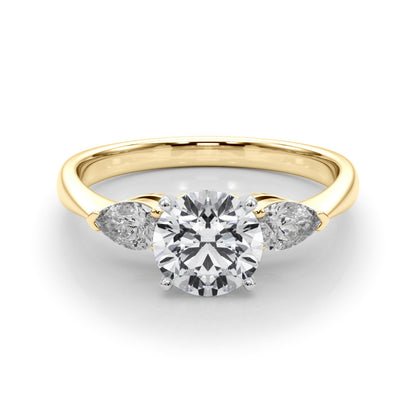 14K Yellow Gold Engagement Rings 3 Stone Pear With 0.40 TCW Diamond (SI1-SI2, G-H)