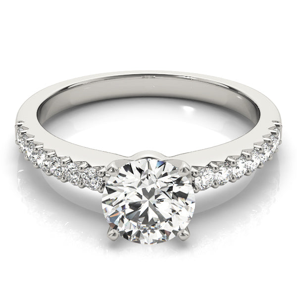 14K White Gold Engagement Rings Single Row Prong Set With 0.18 TCW Diamond (I2, H-I)