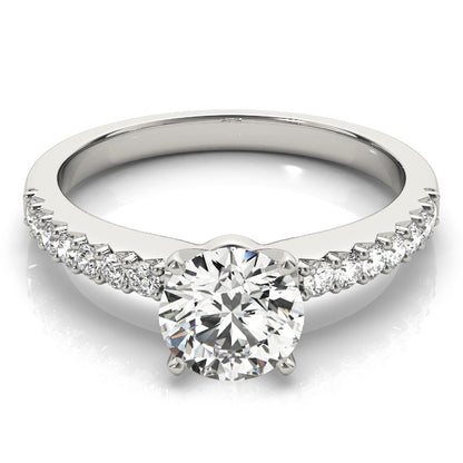 14K White Gold Engagement Rings Single Row Prong Set With 0.18 TCW Diamond (I2, H-I)