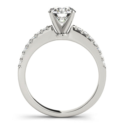 14K White Gold Engagement Rings Single Row Prong Set With 0.18 TCW Diamond (I2, H-I)