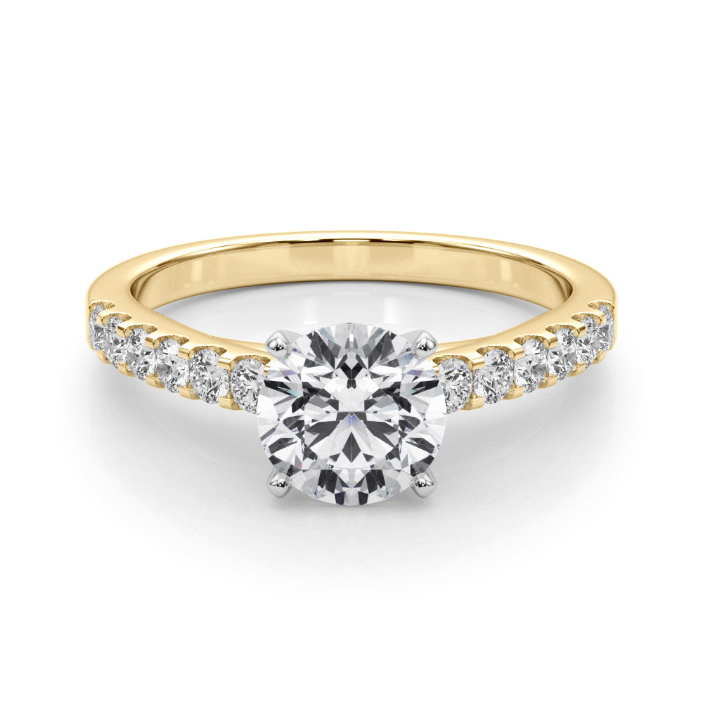 18K Yellow Gold Engagement Rings Single Row Prong Set With 0.36 TCW Diamond (SI1-SI2, G-H)