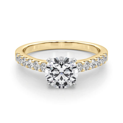 18K Yellow Gold Engagement Rings Single Row Prong Set With 0.36 TCW Diamond (SI1-SI2, G-H)