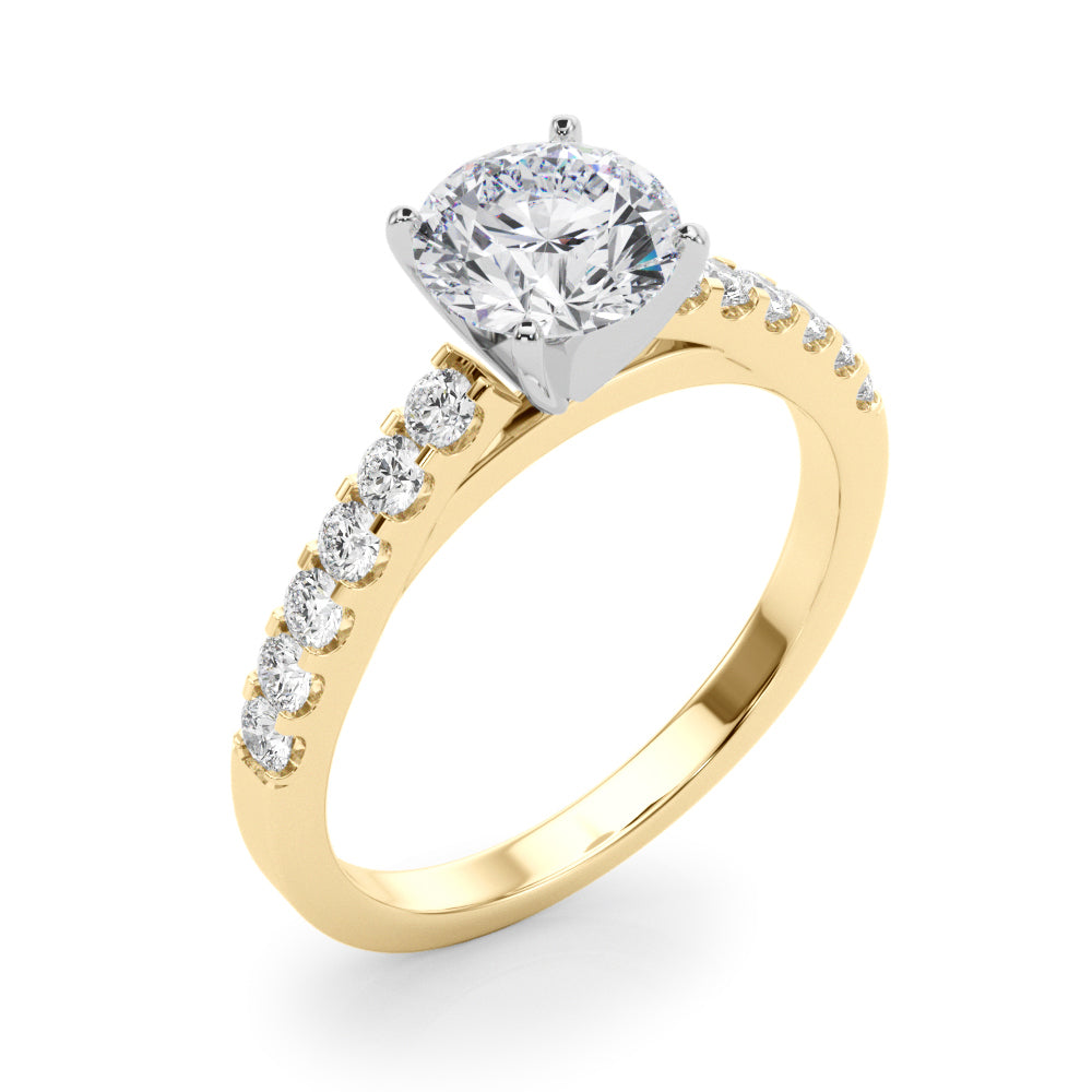 18K Yellow Gold Engagement Rings Single Row Prong Set With 0.36 TCW Diamond (SI1-SI2, G-H)