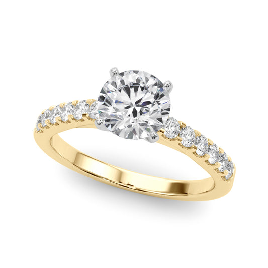 18K Yellow Gold Engagement Rings Single Row Prong Set With 0.36 TCW Diamond (SI1-SI2, G-H)