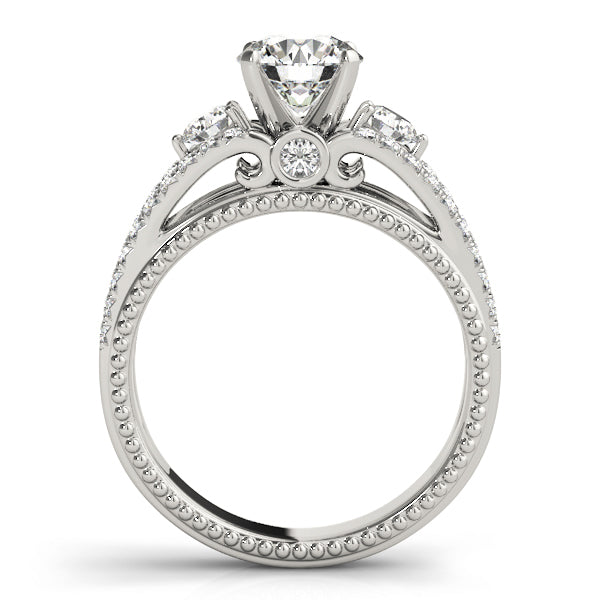 14K White Gold Engagement Rings 3 Stone Round With 0.50 TCW Diamond (SI1-SI2, G-H)