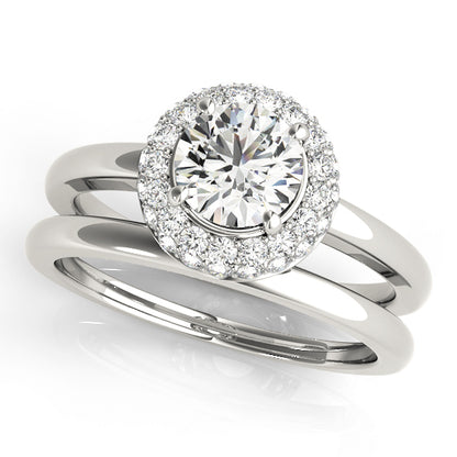 14K White Gold Engagement Rings Halo Round With 0.51 TCW Diamond (SI2, H-I)