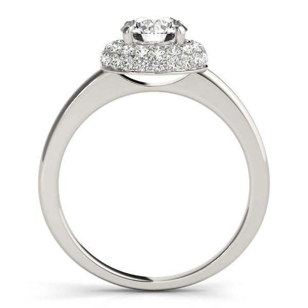 14K White Gold Engagement Rings Halo Round With 0.51 TCW Diamond (SI2, H-I)