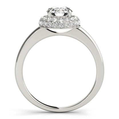 14K White Gold Engagement Rings Halo Round With 0.51 TCW Diamond (SI2, H-I)