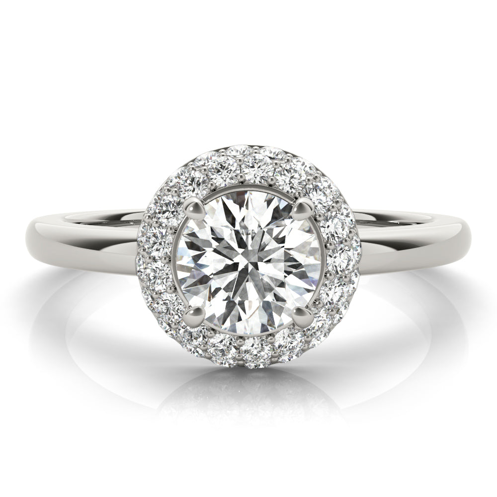 14K White Gold Engagement Rings Halo Round With 0.51 TCW Diamond (SI2, H-I)