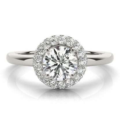 14K White Gold Engagement Rings Halo Round With 0.51 TCW Diamond (SI2, H-I)