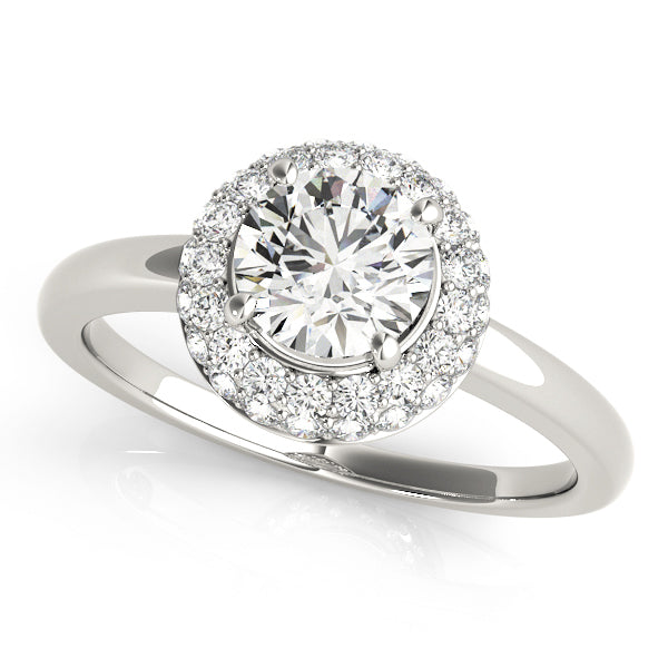 14K White Gold Engagement Rings Halo Round With 0.51 TCW Diamond (SI2, H-I)
