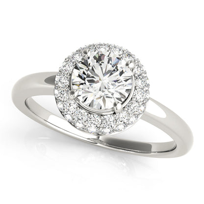 14K White Gold Engagement Rings Halo Round With 0.51 TCW Diamond (SI2, H-I)