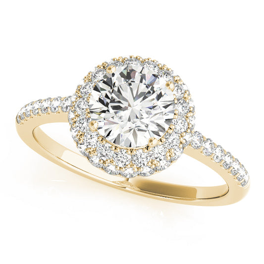 14K Yellow Gold Engagement Rings Halo Round With 1.52 TCW Diamond (SI1-SI2, G-H)