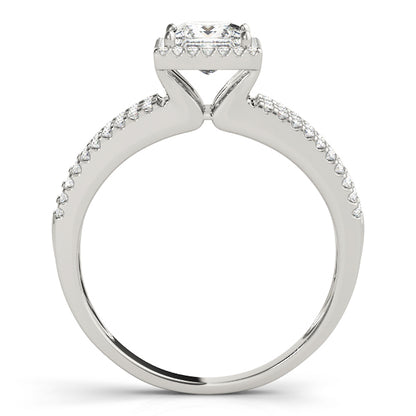 14K White Gold Engagement Rings Halo Square & Cushion With 0.75 TCW Diamond (SI1-SI2, G-H)