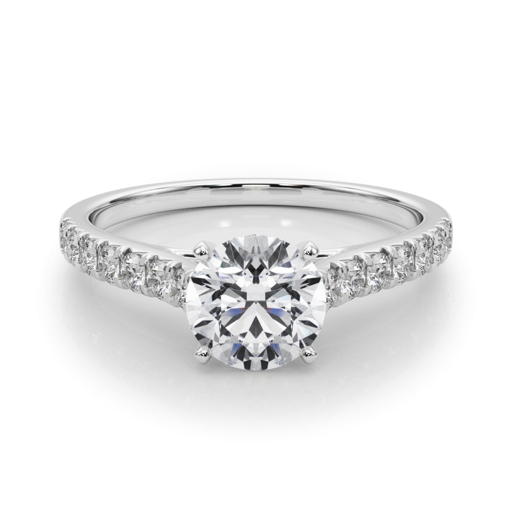 14K White Gold Engagement Rings Single Row Prong Set With 0.35 TCW Diamond (SI1-SI2, G-H)