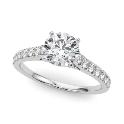 14K White Gold Engagement Rings Single Row Prong Set With 0.35 TCW Diamond (SI1-SI2, G-H)