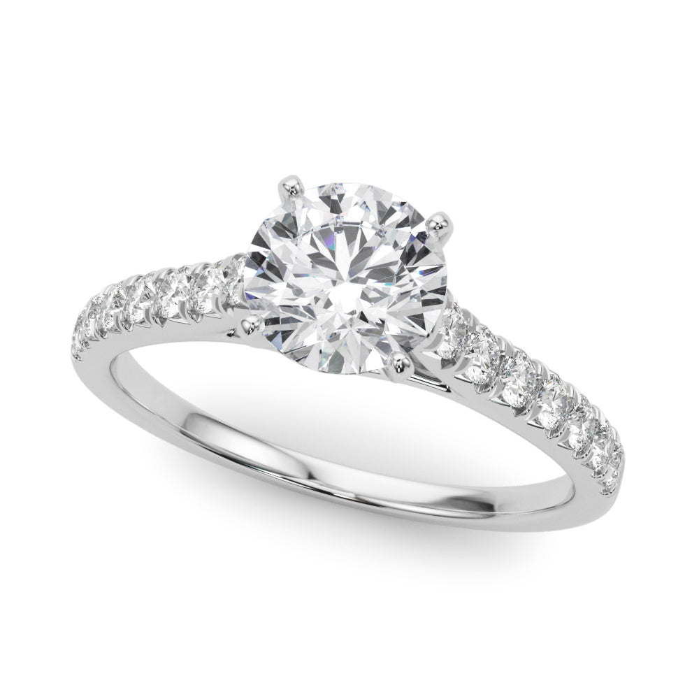14K White Gold Engagement Rings Single Row Prong Set With 0.35 TCW Diamond (SI1-SI2, G-H)