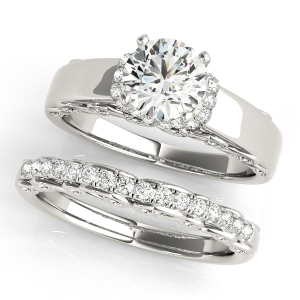 14K White Gold Engagement Rings Remounts Any Shape With 0.15 TCW Diamond (SI1-SI2, G-H)
