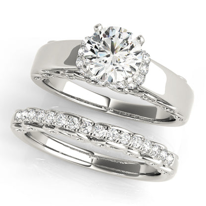 14K White Gold Engagement Rings Remounts Any Shape With 0.15 TCW Diamond (SI1-SI2, G-H)