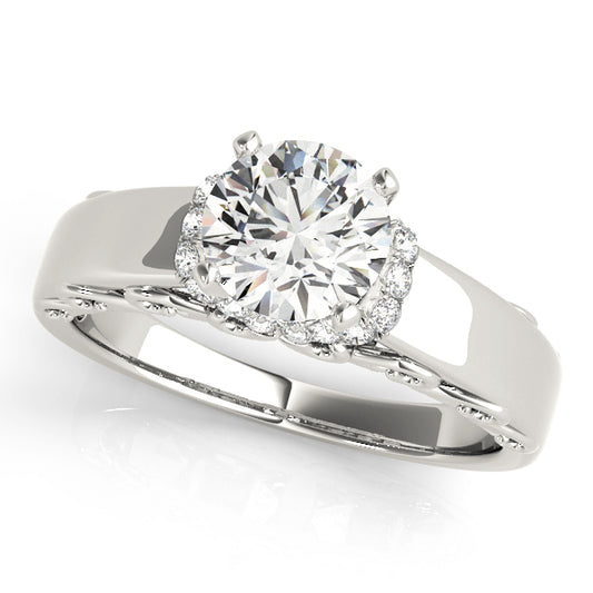 14K White Gold Engagement Rings Remounts Any Shape With 0.15 TCW Diamond (SI1-SI2, G-H)