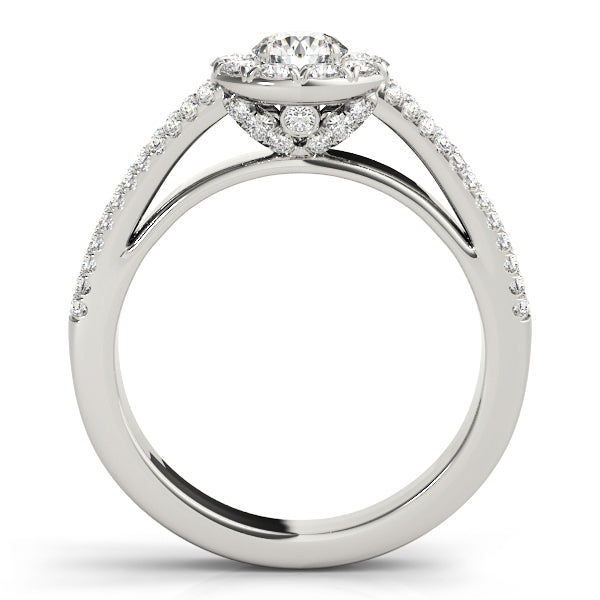 14K White Gold Engagement Rings Halo Round With 0.42 TCW Diamond (SI1-SI2, G-H)