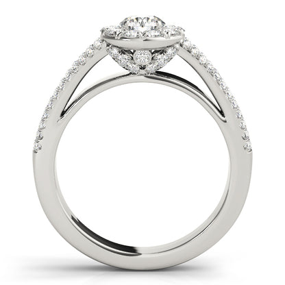 14K White Gold Engagement Rings Halo Round With 0.42 TCW Diamond (SI1-SI2, G-H)