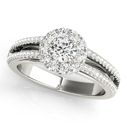 14K White Gold Engagement Rings Halo Round With 0.42 TCW Diamond (SI1-SI2, G-H)