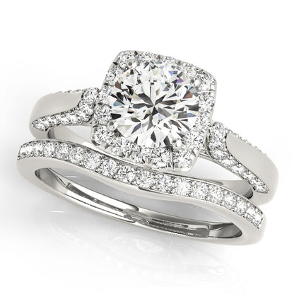 14K White Gold Engagement Rings Halo Round With 0.83 TCW Diamond (SI1-SI2, G-H)