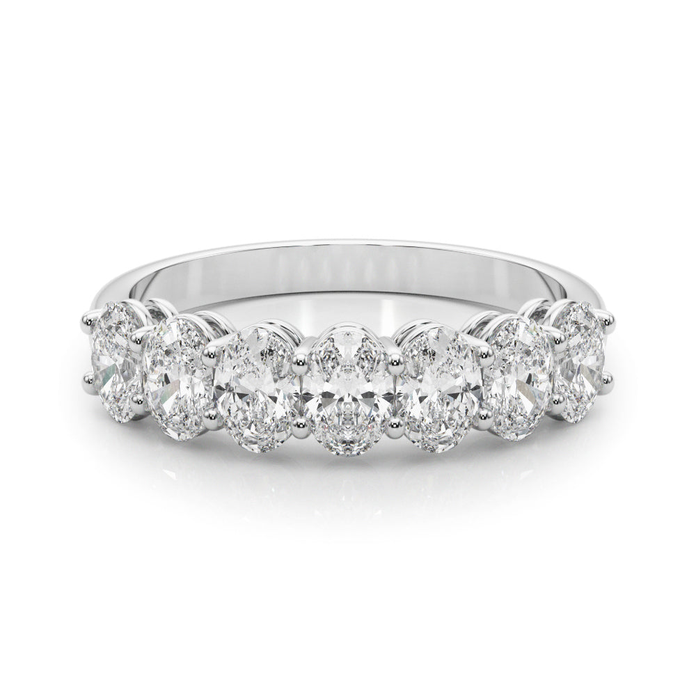 14K White Gold Lab Grown Diamond 7 Stone Band Oval With 1.05 TCW Diamond (Lab Grown VS-SI1, E/F/G)
