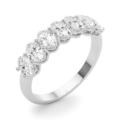 14K White Gold Lab Grown Diamond 7 Stone Band Oval With 1.05 TCW Diamond (Lab Grown VS-SI1, E/F/G)