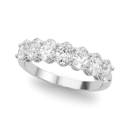 14K White Gold Lab Grown Diamond 7 Stone Band Oval With 1.05 TCW Diamond (Lab Grown VS-SI1, E/F/G)