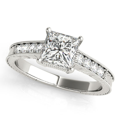 14K White Gold Engagement Rings Antique With 0.19 TCW Diamond (Lab Grown VS-SI1, E/F/G)
