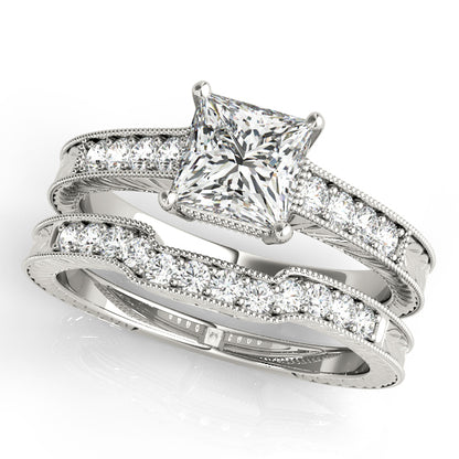 14K White Gold Engagement Rings Antique With 0.19 TCW Diamond (Lab Grown VS-SI1, E/F/G)