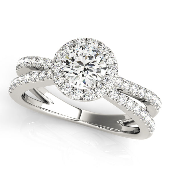 14K White Gold Engagement Rings Halo Round With 1.28 TCW Diamond (Lab Grown VS-SI1, E/F/G)