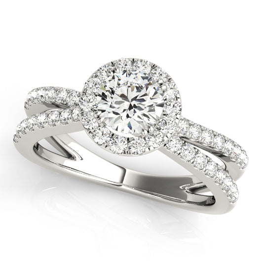 14K White Gold Engagement Rings Halo Round With 1.28 TCW Diamond (Lab Grown VS-SI1, E/F/G)