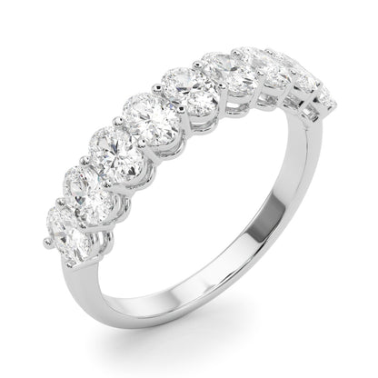 14K White Gold Lab Grown Diamond 9 Stone Band Oval With 1.08 TCW Diamond (Lab Grown VS-SI1, E/F/G)