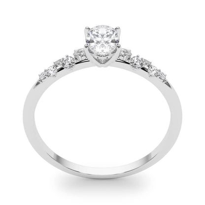 14K White Gold Fashion Rings Oval With 0.11 TCW Diamond (SI2, H-I)