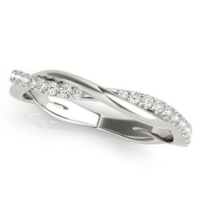 14K White Gold Twisted Dia Wedding Band With 0.16 TCW Diamond (SI1-SI2, G-H)
