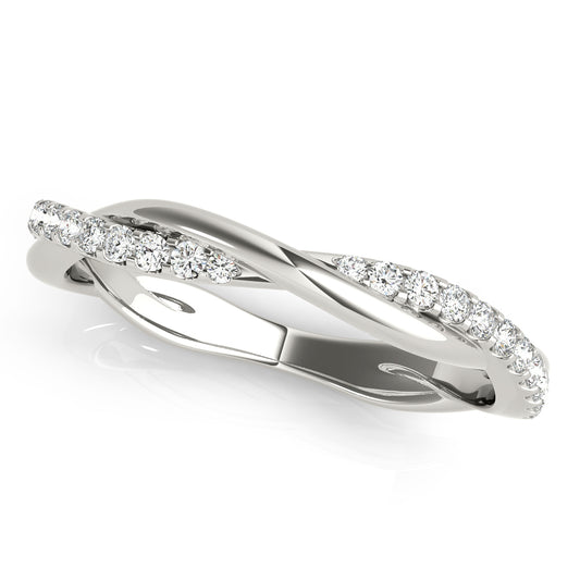 14K White Gold Twisted Dia Wedding Band With 0.16 TCW Diamond (SI1-SI2, G-H)