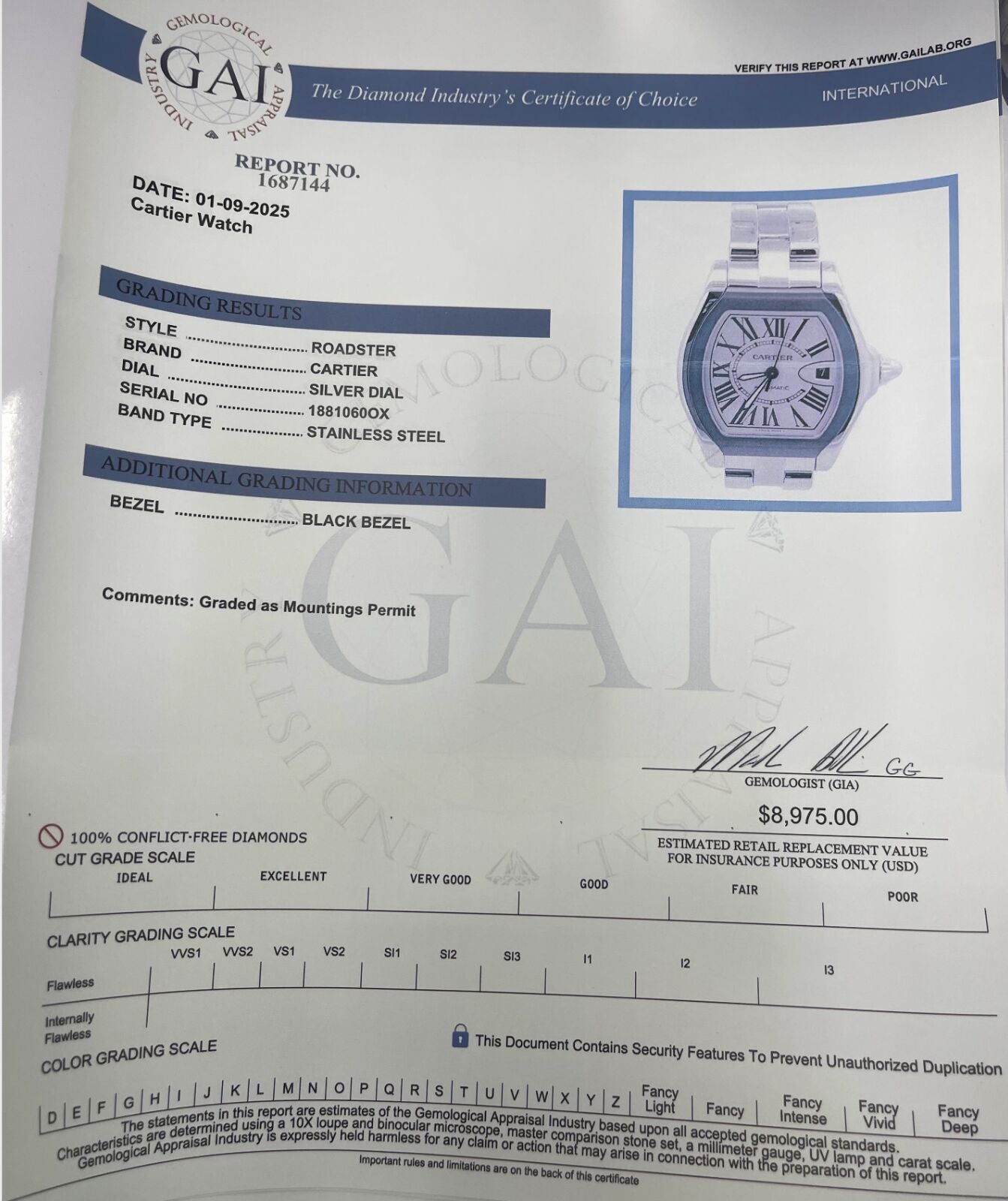 Cartier Roadster Stainless Steel 46 mm Automatic – Black Bezel Luxury Watch