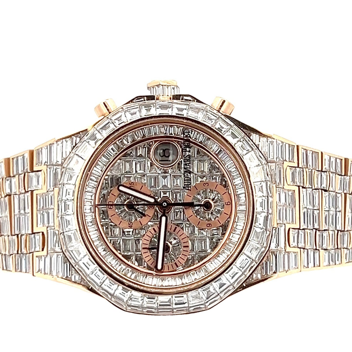 Mens Audemars Piguet Royal Oak Offshore 18K Gold Auto Chandelier Diamond Watch
