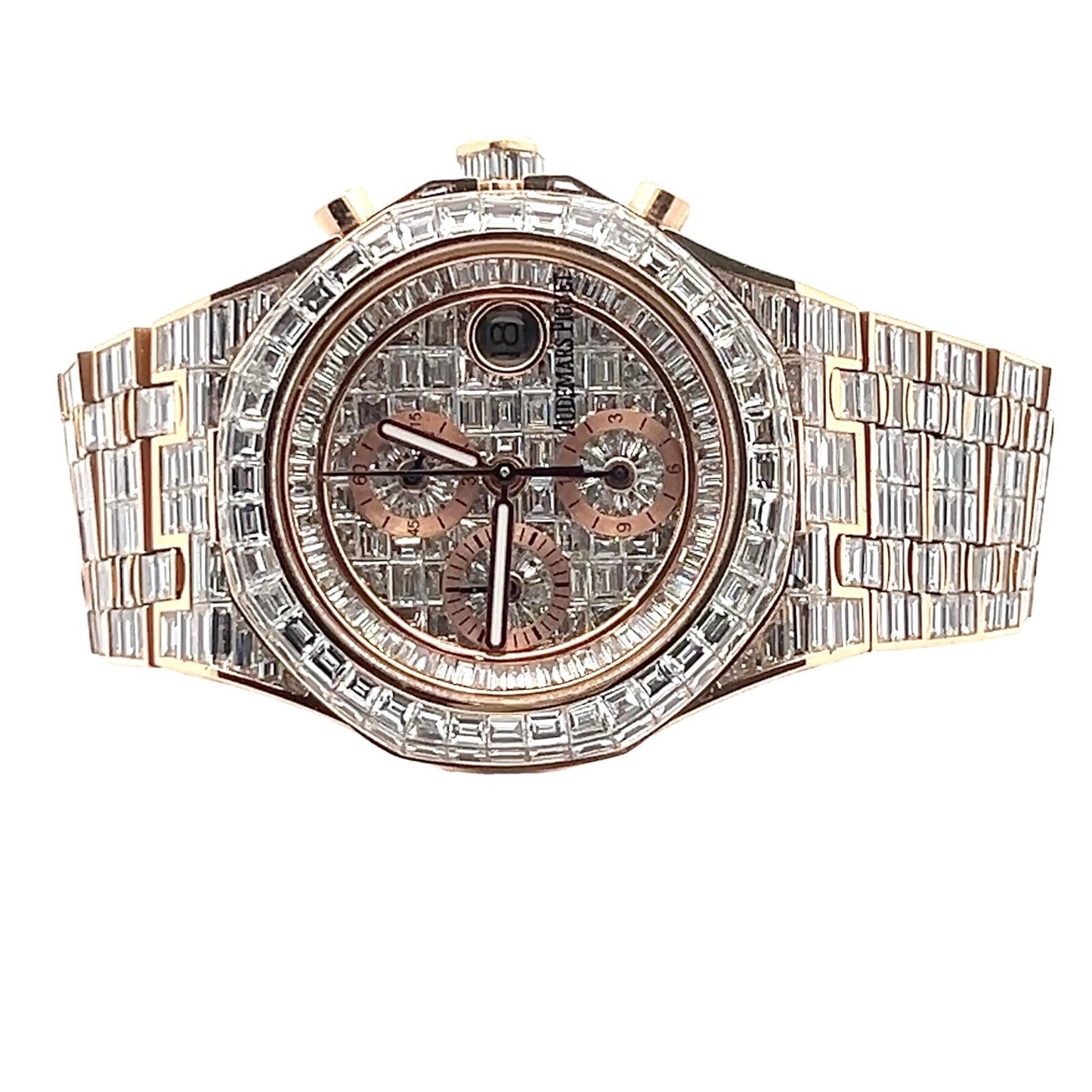 Mens Audemars Piguet Royal Oak Offshore 18K Gold Auto Chandelier Diamond Watch