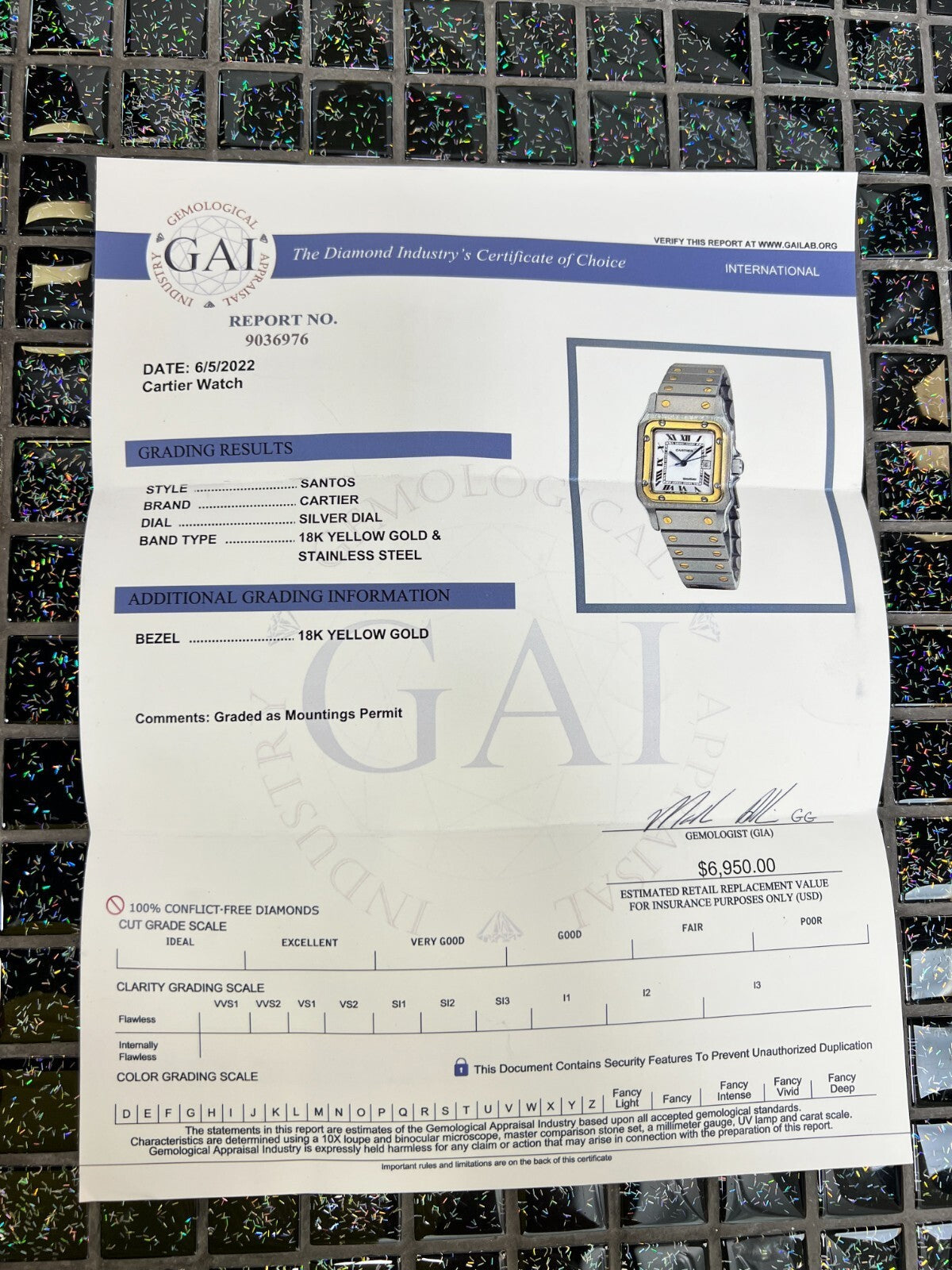 Womens Cartier Santos 18K Gold Automatic Watch